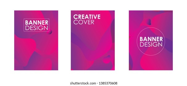 Creative fluid  covers set with purple color. Creative fluid abstract style. Modern abstract covers layout design template. Futuristic posters, banners and cover designs. Trendy minimal design. Eps 10