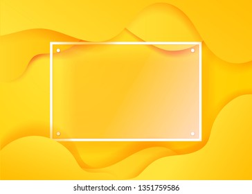 Creative fluid poster with glass transparent frame for a text. Vector template for web, print, magazine, landing, party, promo design