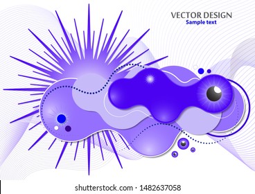 Creative fluid style, flowing dynamic shapes on a white background, sun, rays, pupil of the eye. Poster, banner, flyer, cover, print, promotion, greeting, advertising. Vector illustration for your