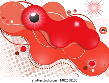 Creative fluid style, flowing dynamic shapes on a white background, sun, rays, pupil of the eye. Poster, banner, flyer, cover, print, promotion, greeting, advertising. Vector illustration for your