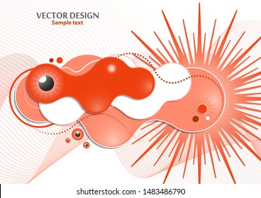 Creative fluid style, flowing dynamic shapes on a white background, sun, rays, pupil of the eye. Poster, banner, flyer, cover, print, promotion, greeting, advertising. Vector illustration for your