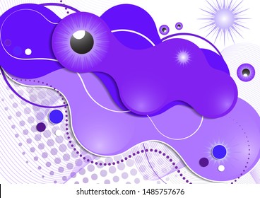 Creative fluid style, flowing dynamic shapes on a white background, sun, rays, pupil of the eye. Poster, banner, flyer, cover, print, promotion, greeting, advertising. Vector illustration for your