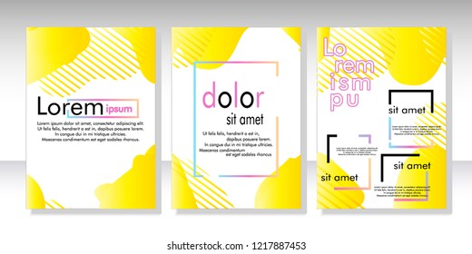 Creative fluid style poster set. dynamic  shapes on light background. ideal for party, banner, cover, print, promotion, greeting, ad, web, page, header, landing, social media. vector illustration