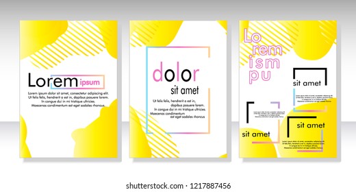 Creative fluid style poster set. dynamic  shapes on light background. ideal for party, banner, cover, print, promotion, greeting, ad, web, page, header, landing, social media. vector illustration