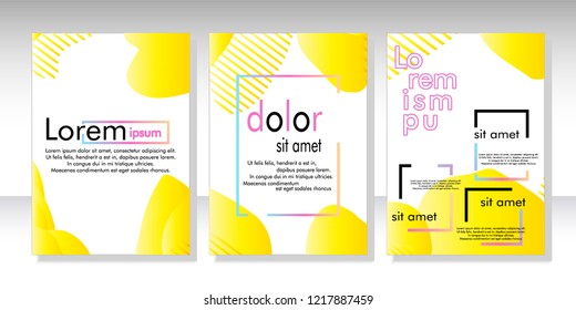 Creative fluid style poster set. dynamic  shapes on light background. ideal for party, banner, cover, print, promotion, greeting, ad, web, page, header, landing, social media. vector illustration