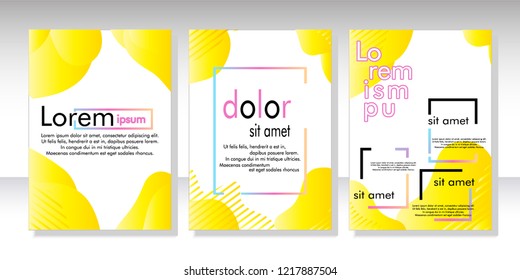 Creative fluid style poster set. dynamic  shapes on light background. ideal for party, banner, cover, print, promotion, greeting, ad, web, page, header, landing, social media. vector illustration