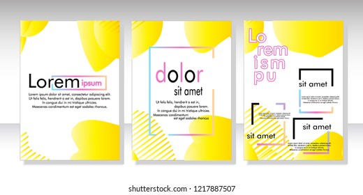 Creative fluid style poster set. dynamic  shapes on light background. ideal for party, banner, cover, print, promotion, greeting, ad, web, page, header, landing, social media. vector illustration
