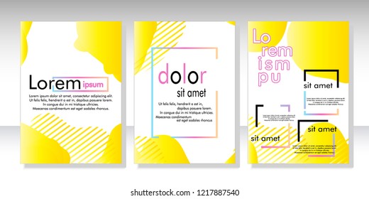 Creative fluid style poster set. dynamic  shapes on light background. ideal for party, banner, cover, print, promotion, greeting, ad, web, page, header, landing, social media. vector illustration