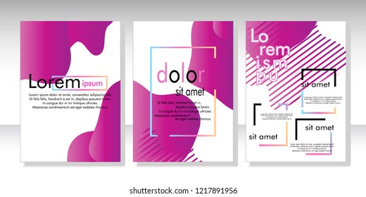 Creative fluid style poster set. dynamic  shapes on light background. ideal for party, banner, cover, print, promotion, greeting, ad, web, page, header, landing, social media. vector illustration