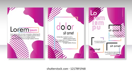 Creative fluid style poster set. dynamic  shapes on light background. ideal for party, banner, cover, print, promotion, greeting, ad, web, page, header, landing, social media. vector illustration