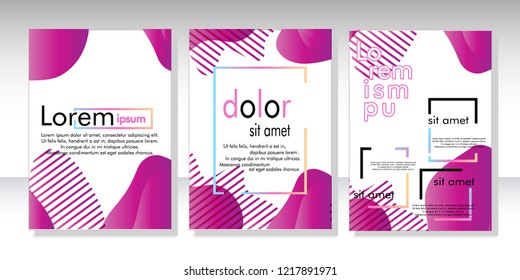 Creative fluid style poster set. dynamic  shapes on light background. ideal for party, banner, cover, print, promotion, greeting, ad, web, page, header, landing, social media. vector illustration