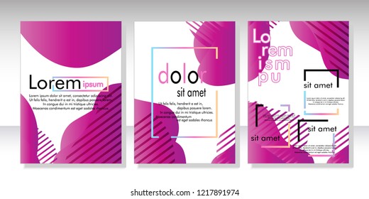 Creative fluid style poster set. dynamic  shapes on light background. ideal for party, banner, cover, print, promotion, greeting, ad, web, page, header, landing, social media. vector illustration