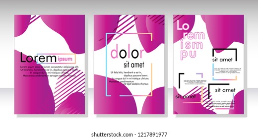 Creative fluid style poster set. dynamic  shapes on light background. ideal for party, banner, cover, print, promotion, greeting, ad, web, page, header, landing, social media. vector illustration