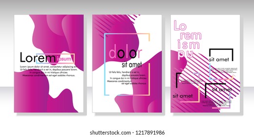 Creative fluid style poster set. dynamic  shapes on light background. ideal for party, banner, cover, print, promotion, greeting, ad, web, page, header, landing, social media. vector illustration