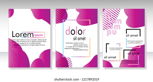 Creative fluid style poster set. dynamic  shapes on light background. ideal for party, banner, cover, print, promotion, greeting, ad, web, page, header, landing, social media. vector illustration