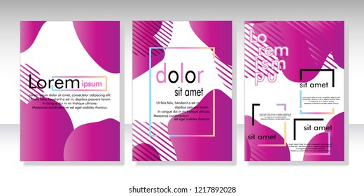 Creative fluid style poster set. dynamic  shapes on light background. ideal for party, banner, cover, print, promotion, greeting, ad, web, page, header, landing, social media. vector illustration