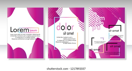 Creative fluid style poster set. dynamic  shapes on light background. ideal for party, banner, cover, print, promotion, greeting, ad, web, page, header, landing, social media. vector illustration