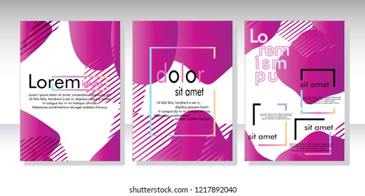 Creative fluid style poster set. dynamic  shapes on light background. ideal for party, banner, cover, print, promotion, greeting, ad, web, page, header, landing, social media. vector illustration