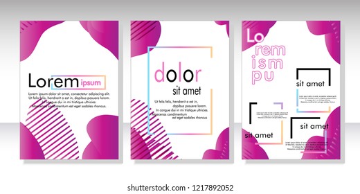 Creative fluid style poster set. dynamic  shapes on light background. ideal for party, banner, cover, print, promotion, greeting, ad, web, page, header, landing, social media. vector illustration