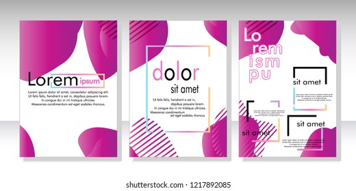 Creative fluid style poster set. dynamic  shapes on light background. ideal for party, banner, cover, print, promotion, greeting, ad, web, page, header, landing, social media. vector illustration