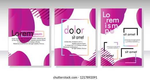 Creative fluid style poster set. dynamic  shapes on light background. ideal for party, banner, cover, print, promotion, greeting, ad, web, page, header, landing, social media. vector illustration