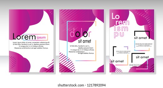 Creative fluid style poster set. dynamic  shapes on light background. ideal for party, banner, cover, print, promotion, greeting, ad, web, page, header, landing, social media. vector illustration
