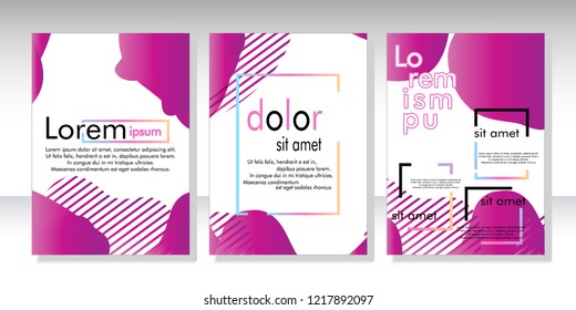 Creative fluid style poster set. dynamic  shapes on light background. ideal for party, banner, cover, print, promotion, greeting, ad, web, page, header, landing, social media. vector illustration