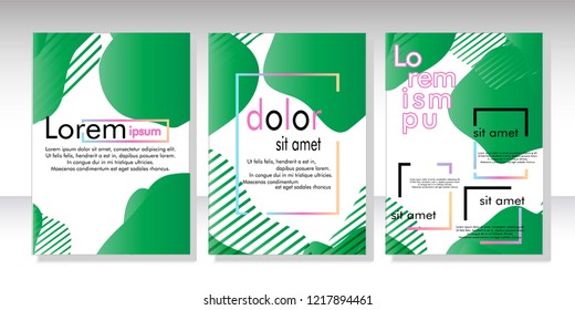 Creative fluid style poster set. dynamic  shapes on light background. ideal for party, banner, cover, print, promotion, greeting, ad, web, page, header, landing, social media. vector illustration