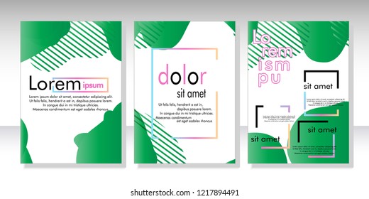 Creative fluid style poster set. dynamic  shapes on light background. ideal for party, banner, cover, print, promotion, greeting, ad, web, page, header, landing, social media. vector illustration