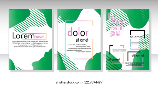 Creative fluid style poster set. dynamic  shapes on light background. ideal for party, banner, cover, print, promotion, greeting, ad, web, page, header, landing, social media. vector illustration