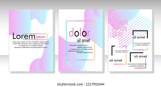Creative fluid style poster set. dynamic  shapes on light background. ideal for party, banner, cover, print, promotion, greeting, ad, web, page, header, landing, social media. vector illustration