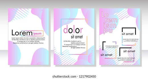 Creative fluid style poster set. dynamic  shapes on light background. ideal for party, banner, cover, print, promotion, greeting, ad, web, page, header, landing, social media. vector illustration