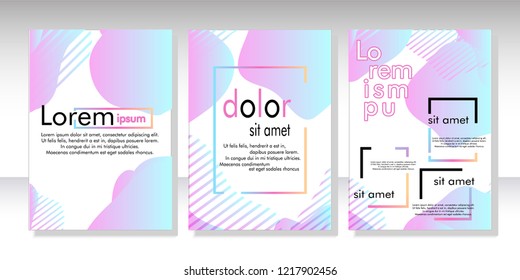 Creative fluid style poster set. dynamic  shapes on light background. ideal for party, banner, cover, print, promotion, greeting, ad, web, page, header, landing, social media. vector illustration