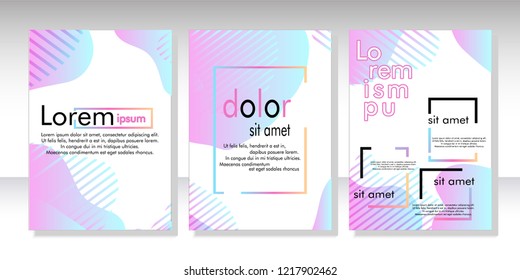 Creative fluid style poster set. dynamic  shapes on light background. ideal for party, banner, cover, print, promotion, greeting, ad, web, page, header, landing, social media. vector illustration