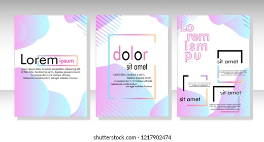 Creative fluid style poster set. dynamic  shapes on light background. ideal for party, banner, cover, print, promotion, greeting, ad, web, page, header, landing, social media. vector illustration