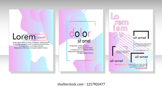 Creative fluid style poster set. dynamic  shapes on light background. ideal for party, banner, cover, print, promotion, greeting, ad, web, page, header, landing, social media. vector illustration