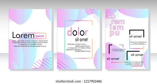 Creative fluid style poster set. dynamic  shapes on light background. ideal for party, banner, cover, print, promotion, greeting, ad, web, page, header, landing, social media. vector illustration