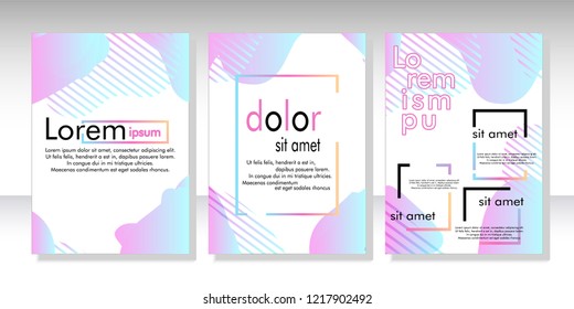 Creative fluid style poster set. dynamic  shapes on light background. ideal for party, banner, cover, print, promotion, greeting, ad, web, page, header, landing, social media. vector illustration