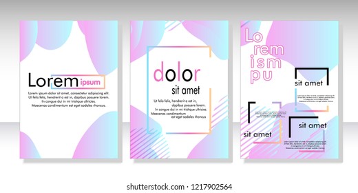 Creative fluid style poster set. dynamic  shapes on light background. ideal for party, banner, cover, print, promotion, greeting, ad, web, page, header, landing, social media. vector illustration