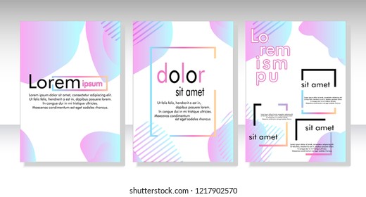 Creative fluid style poster set. dynamic  shapes on light background. ideal for party, banner, cover, print, promotion, greeting, ad, web, page, header, landing, social media. vector illustration