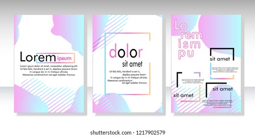 Creative fluid style poster set. dynamic  shapes on light background. ideal for party, banner, cover, print, promotion, greeting, ad, web, page, header, landing, social media. vector illustration