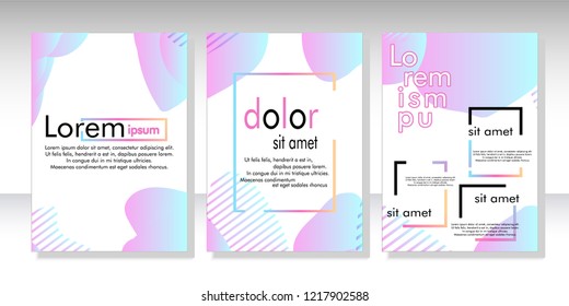 Creative fluid style poster set. dynamic  shapes on light background. ideal for party, banner, cover, print, promotion, greeting, ad, web, page, header, landing, social media. vector illustration