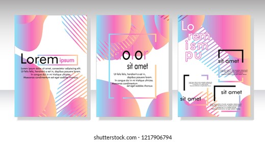 Creative fluid style poster set. dynamic  shapes on light background. ideal for party, banner, cover, print, promotion, greeting, ad, web, page, header, landing, social media. vector illustration
