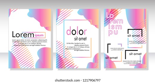 Creative fluid style poster set. dynamic  shapes on light background. ideal for party, banner, cover, print, promotion, greeting, ad, web, page, header, landing, social media. vector illustration