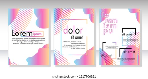 Creative fluid style poster set. dynamic  shapes on light background. ideal for party, banner, cover, print, promotion, greeting, ad, web, page, header, landing, social media. vector illustration