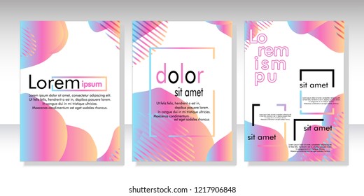 Creative fluid style poster set. dynamic  shapes on light background. ideal for party, banner, cover, print, promotion, greeting, ad, web, page, header, landing, social media. vector illustration
