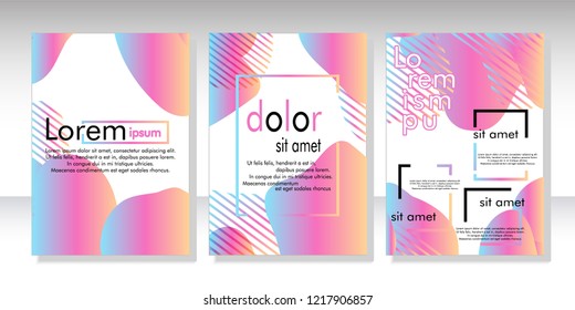 Creative fluid style poster set. dynamic  shapes on light background. ideal for party, banner, cover, print, promotion, greeting, ad, web, page, header, landing, social media. vector illustration