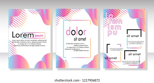Creative fluid style poster set. dynamic  shapes on light background. ideal for party, banner, cover, print, promotion, greeting, ad, web, page, header, landing, social media. vector illustration