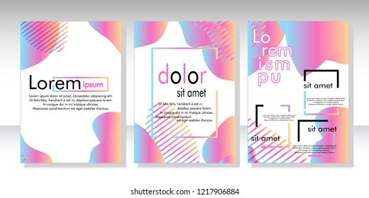 Creative fluid style poster set. dynamic  shapes on light background. ideal for party, banner, cover, print, promotion, greeting, ad, web, page, header, landing, social media. vector illustration