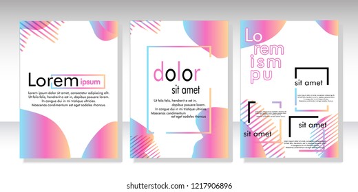 Creative fluid style poster set. dynamic  shapes on light background. ideal for party, banner, cover, print, promotion, greeting, ad, web, page, header, landing, social media. vector illustration